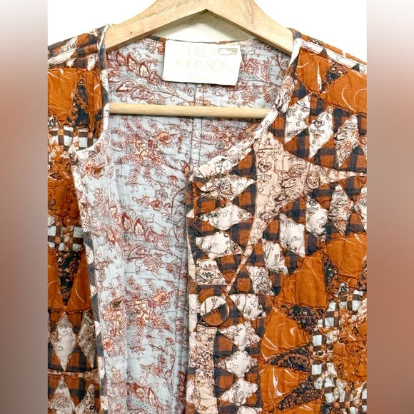 Ulla Johnson Quilted Marta Coat Bohemian Statement Outerwear Brown/ Cream Sz M - Picture 13 of 16